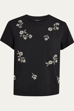 Cinq A Sept Bree Short-Sleeve Rhinestone Vine Tee