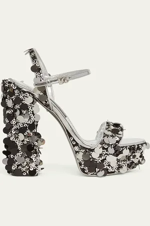Dolce & Gabbana Keira Metallic Sequin Platform Sandals