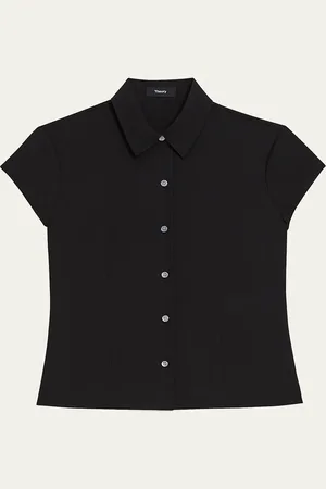 THEORY Cap-Sleeve Modern Silk Georgette Blouse