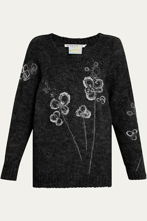 Bernadette Flower Embroidered Alpaca Wool Sweater