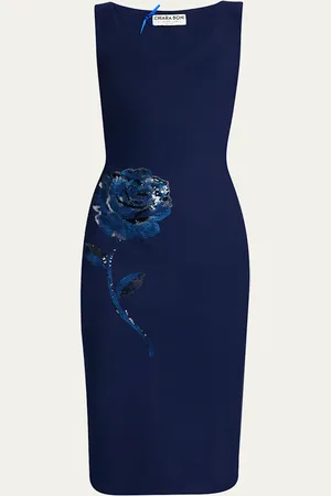 CHIARA BONI Italica Floral-Embroidered Midi Sheath Dress