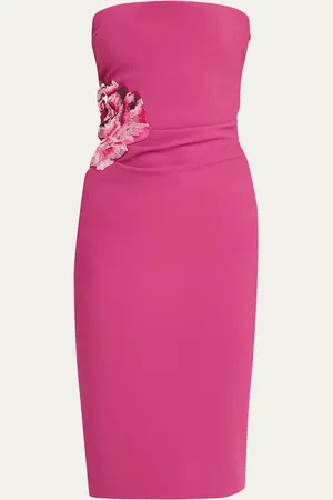 CHIARA BONI Itala Strapless Floral-Embroidered Midi Dress