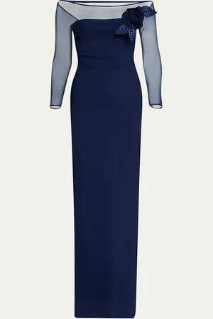 CHIARA BONI Saori Off-Shoulder Illusion Mermaid Gown
