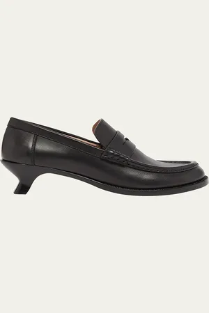 Loewe Campo Leather Kitten Penny Loafers