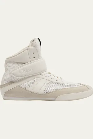 Chloé Kick High-Top Mesh Leather Sneakers