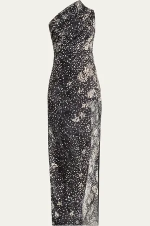 Rick Owens Athena One-Shoulder Printed Arrowhead Dress