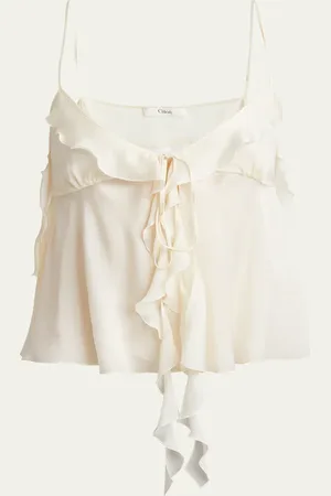 Chloé Ruffle Satin Silk Top