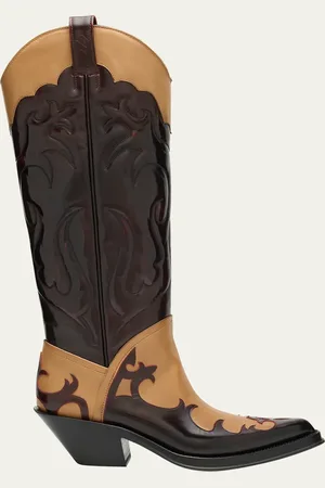 GABRIELA HEARST Capitano Tall Bicolor Leather Cowboy Boots