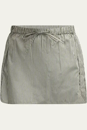 Simkhai Shiori Drawstring Cotton Stripe Mini Skirt