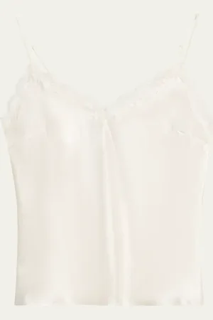 Simone Pérèle Love Me Sleeveless Lace-Trim Silk Top