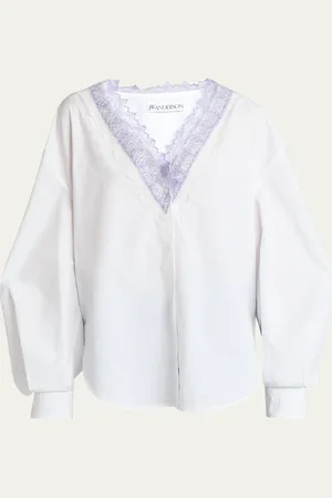 J.W.Anderson Lace Trim V-Neck Cotton Blouse