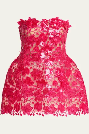 Retrofete Alira Strapless Sequined Lace Mini Dress