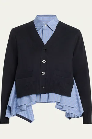 SACAI Stripe Shirting Cardigan