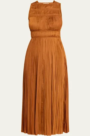 ULLA JOHNSON Elle Pleated Sleeveless Dress