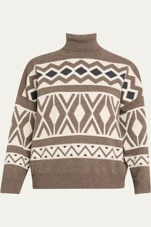 Brunello Cucinelli Retro Jacquard Cashmere Wool Turtleneck Sweater