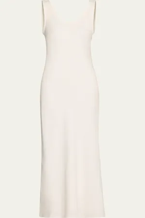 Brunello Cucinelli Monili Shoulder Fluid Linen Twill Tank Dress
