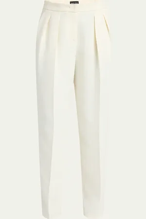 Giorgio Armani Pleated Cady Straight-Leg Tuxedo Trousers