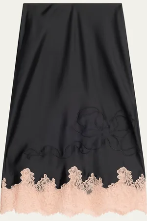 LOVESHACKFANCY Malina Lace-Trim Midi Skirt