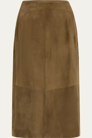 Vince Mid-Rise Suede Midi Skirt