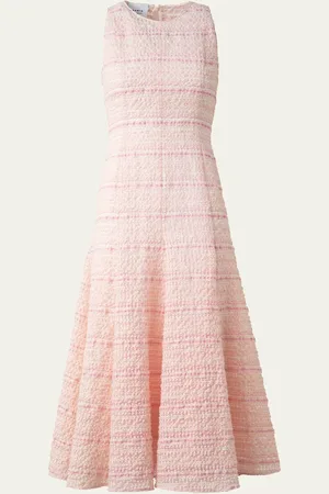 AKRIS Sleeveless Tweed Organzino Midi Dress