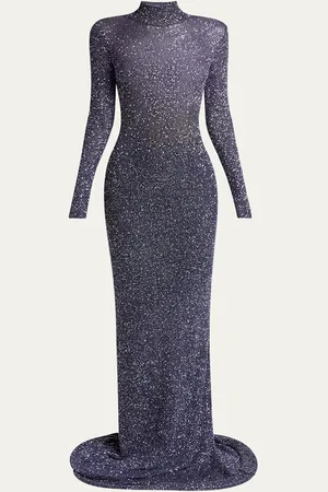 Balenciaga Sequined Mock-Neck Maxi Dress