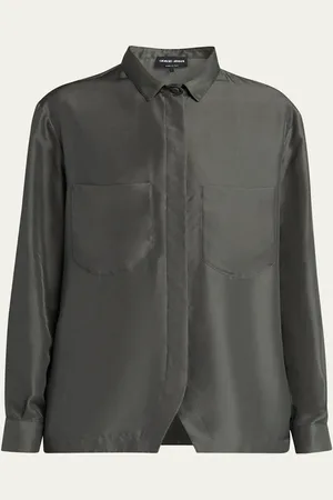 Giorgio Armani Collared Button Down Silk Blouse