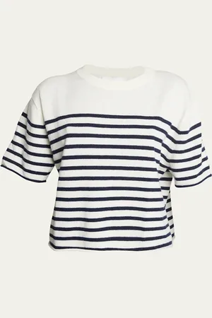 Lisa Yang Cila Cashmere Striped Short-Sleeve T-Shirt