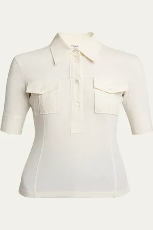 Chloé Pockets Short-Sleeve Polo Top