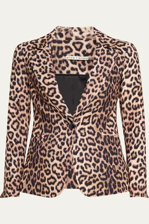 ALICE+OLIVIA Macey Leopard Fitted Blazer