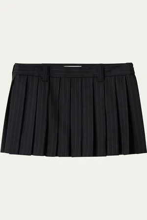 Miu Miu Pinstripe Mini Pleated Wool Skirt