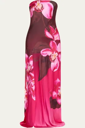Retrofete Aiyanna Floral Silk Strapless Dress