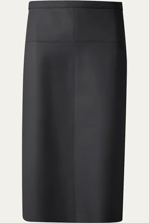AKRIS Midi Straight Leather Skirt