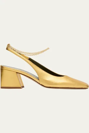 Maria Luca Ilaria Metallic Chain Slingback Pumps