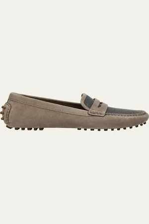 Brunello Cucinelli Monili Suede Penny Driving Shoes