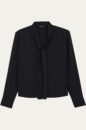 THEORY Silk Tie Blouse