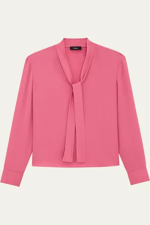 THEORY Silk Tie Blouse