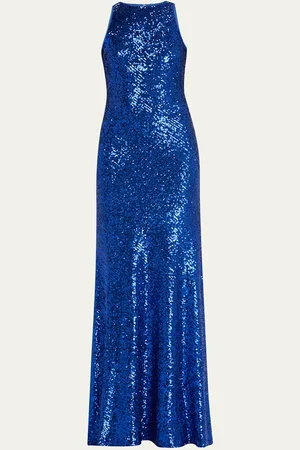 Naeem Khan Ombre Stretch Sequin Halter Gown