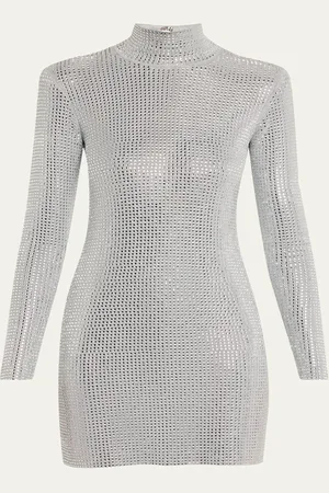 Retrofete Aisling Embellished Mock-Neck Mini Dress