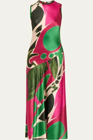 ULLA JOHNSON UJ x Lee Krasner Gaea Abstract Silk Slip Dress