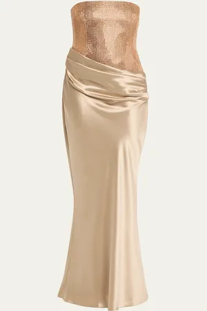 Retrofete Alexandra Strapless Sequin Draped Dress