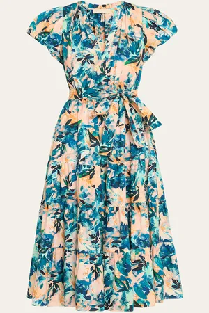 ULLA JOHNSON Ottilie Floral Tiered Midi Dress