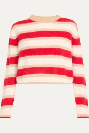 Guest In Residence Grizzly Cashmere Striped Crewneck Pullover