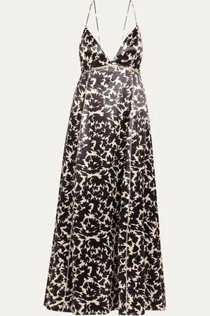 ULLA JOHNSON Evie Floral Satin Midi Dress