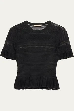 ULLA JOHNSON Flora Semi-Sheer Textural Knit Top