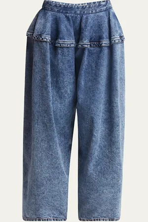 Alaïa Peplum Denim Baggy Pants