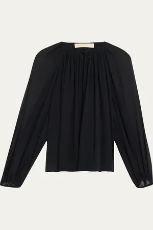ULLA JOHNSON Safa Tie-Neck Silk Blouse