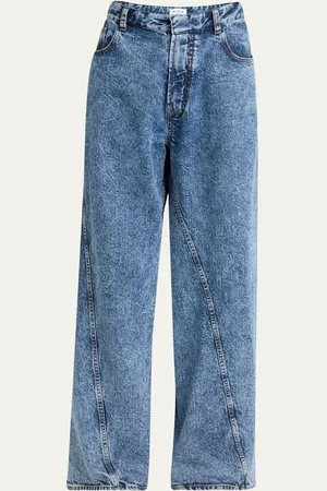 Alaïa Twisted-Hem Wide-Leg Acid Denim Jeans