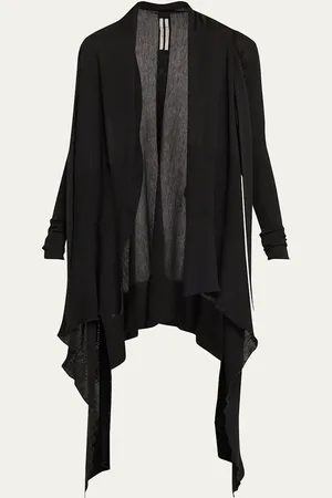 Rick Owens Tied Long Wrap Wool Cardigan Sweater