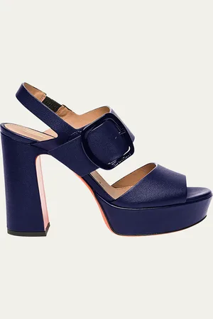 santoni Bruxel Leather Buckle Platform Sandals