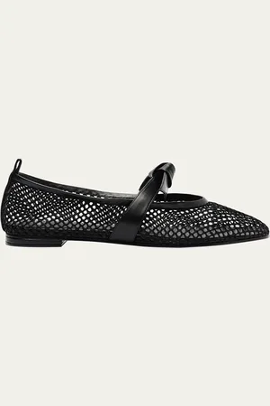 ALEXANDRE BIRMAN Clarita Bow Fishnet Ballerina Flats